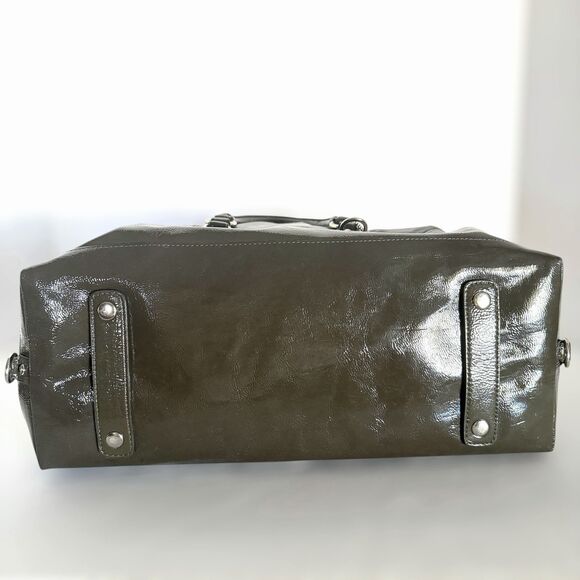 COACH Madison Sabrina Patent Leather Satchel 14179 Olive-Grey Shoulder Bag - Picture 6 of 16